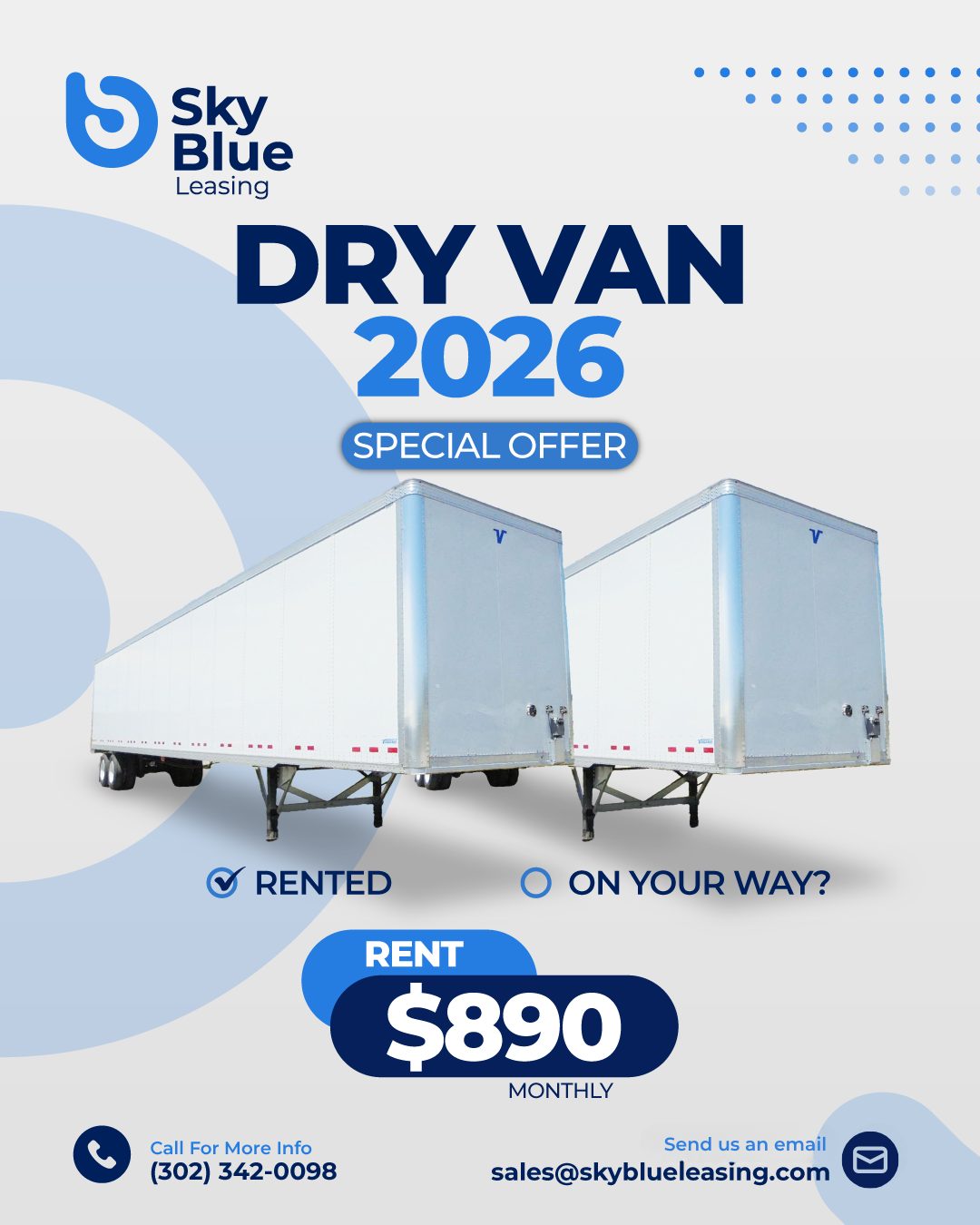 Brand-new 2026 dry van trailers for rent