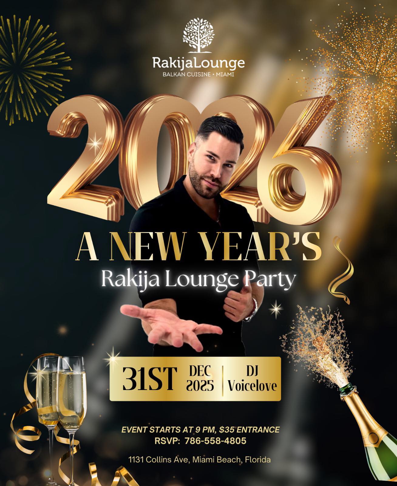 Join us at Rakija Lounge for a glamorous New Year’s Eve celebration 