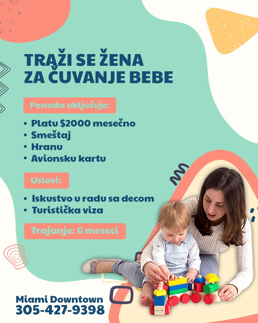 Potrebna žena za čuvanje bebe – Downtown Miami