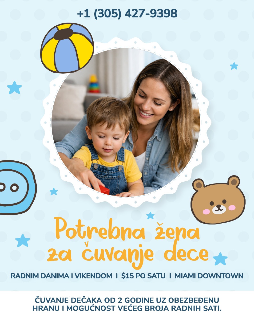 Potrebna žena za čuvanje dece u Majamiju – odlični uslovi