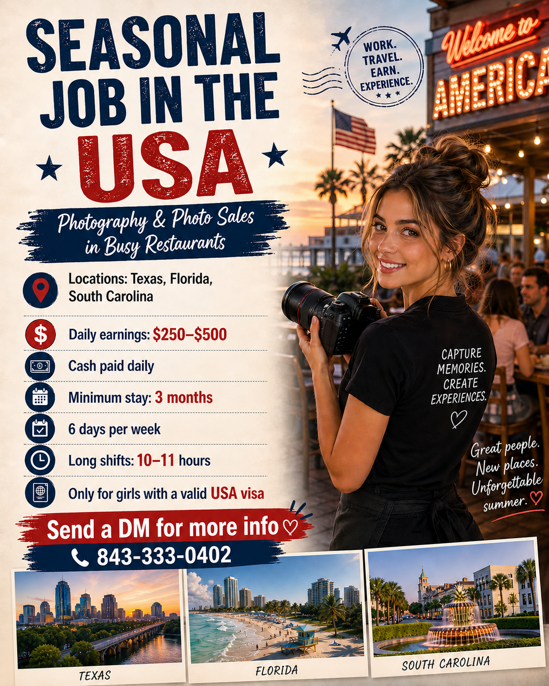 High-Paying Summer Jobs in Texas, Florida & South Carolina